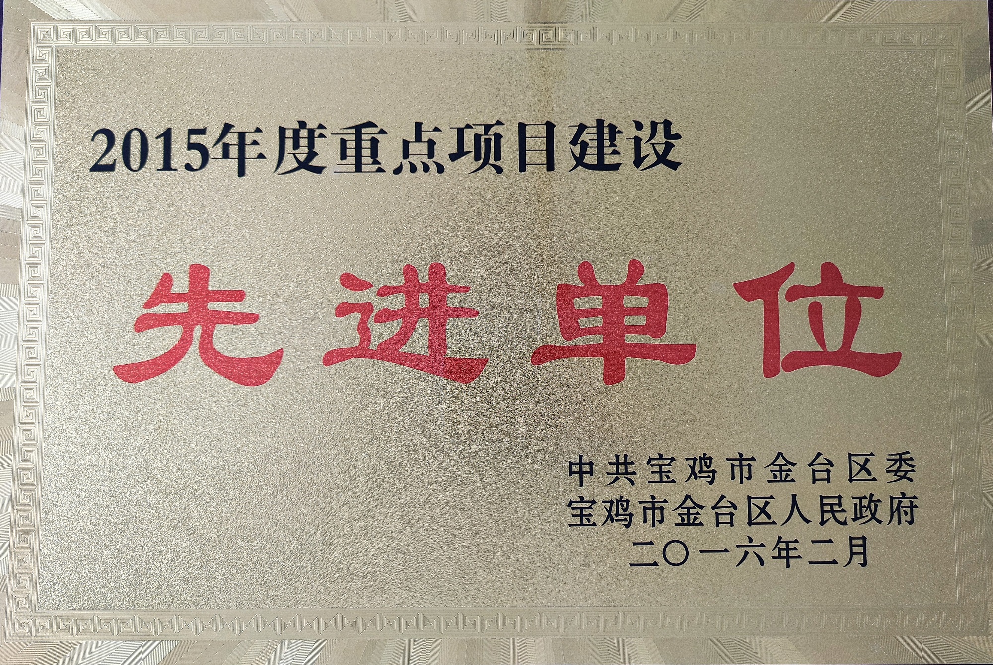 重點項目建設先進單位